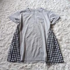 新品 【AIRY FAIRY】 Мサイズ サイド切替異素材ドッキング半袖Tシャツ