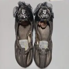 ゴールド ビジュー装飾 フラットシューズ、Pippi新品