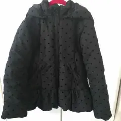 マザウェイズ　黒 ドット柄中綿コート フード付き