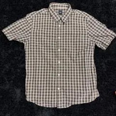 GAP チェックシャツ 半袖 ボタンダウン M ブラウン 古着