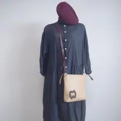 ♥ハンドメイド♥ミナポルホネン刺繍付き　レザーショルダーバッグ