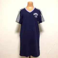 アディダス デカロゴ シャツ ワンピース 紺白紫 M 美品