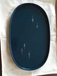 会津塗　楕円盆　(螺鈿細工入り) サイズ36×22,5cm
