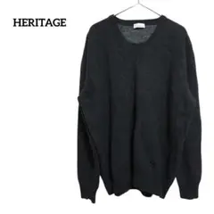 美品✨HERITAGE ダークグレー Vネックセーター　カシミヤ　ニット