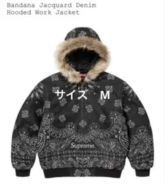 ジャケット・アウター Supreme Bandana Jacquard Denim black L Supreme Bandana Jacquard Denim Hooded Work Jacket Black SS25
