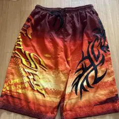 オレンジ　赤　グラデーショントライバル水着 LL 水着LL メンズ水着　XL