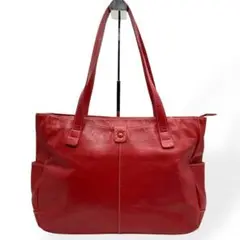 極美品　box21　ボックス２１　トートバッグ　レザー　レッド　本革　肩掛け