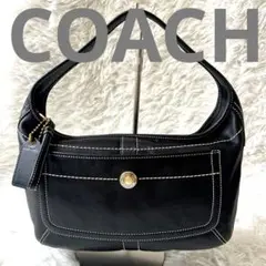 美品 COACH コーチ 金ボタン ハーフムーン エルゴ ショルダーバッグ 黒