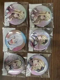 アニメキャラクター 缶バッジ グリッター仕上げ 6点セット
