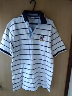 90s ミッキーマウス ストライプ　 ロング丈　 ポロシャツ