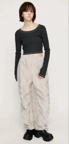 トレンド！SLY スライ SHEER LAYERED パンツ ギャザーパンツ