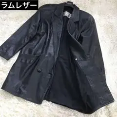✨高級感 レザージャケット 羊革 本革 ラムレザー スキン M ブラック