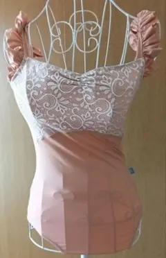 （Lサイズ）ピンク レース フリル バレエ レオタード