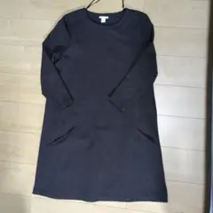 H&M ダークグレー 長袖カットソーワンピース L