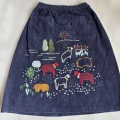 北欧 刺繍 コーデュロイ　スカート