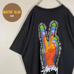 【メキシコ製×サイズXL】stussy 美品Tシャツ古着 バックプリント黒色