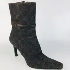 美品★GUCCI・グッチ キャンバスレザー GG総柄 ショートブーツ(36C)