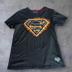00s ヴィンテージ スーパーマン 炎ロゴ Tシャツ ブラック L ダメージ