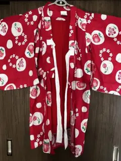 いちご柄赤ピンク 浴衣120cm 美品