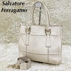 【Salvatore Ferragamo】ハンドバッグ レザー アイボリー