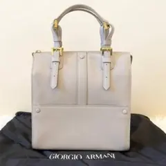 【極美品】Giorgio Armani ハンドバッグ レザー グレージュ