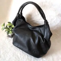 ✧美品【キタムラ】ロゴレザートートバッグ　肩かけ　黒　収納ポケット