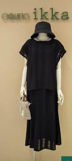 ikka カットジャガードセットアップ ブラック