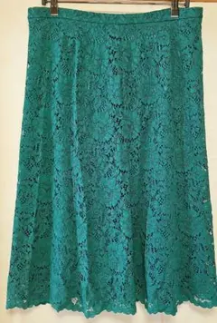 ユニクロ総レース フレアスカート UNIQLO 3XL 大きいサイズ 4L 緑