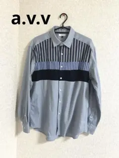a.v.v☆サンライト起毛ストレッチパネル切替シャツ