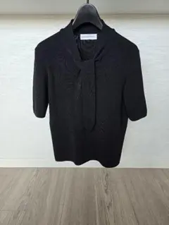 AVENIRETOILE ブラック ボウタイ半袖ニット　36　Sサイズ