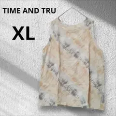 TIME AND TRU ノースリーブタンクトップ XLダイダイ柄