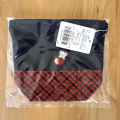 完売　ファミリア　巾着　赤　XF チェック　familiar ポーチ　コップ袋