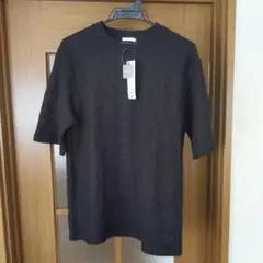 GU 未使用 黒 メッシュ編み 半袖ニット