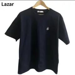 Lazar ネイビー Tシャツ　刺繍プリント　ストリート系　クルーネック　L