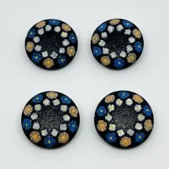 花柄黒ボタン 4個セット