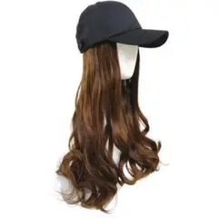 277 エクステ ウィッグ 帽子付き ライトブラウン 変装　ロングヘアーコスプレ