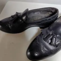 黒 フリンジ付きローファー 7