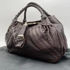 【極美品】FENDI ハンドバッグ スパイバッグ レザー がま口 ブラウン ロゴ