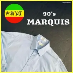 90s MARQUIS長袖ブルーシャツUS古着アメカジヴィンテージ無地