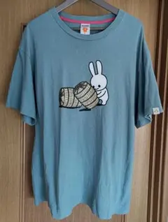 美品 ビッグサイズXL！cune キューン うさぎ 俵 Tシャツ ブルーグレー