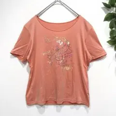 ワールド　コルディア　半袖Tシャツ　オレンジ　イラスト　綿100 カジュアル　L