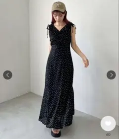 小花柄ドロストノースリワンピース