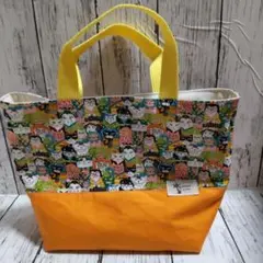 ハンドメイド☆トートバッグ(歌舞伎猫柄オレンジ色？)