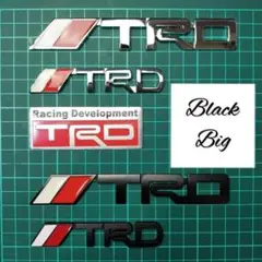 TRD 金属製 エンブレム マットブラック 大