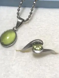 シルバー925♡ペリドットネックレス&リングセット♡