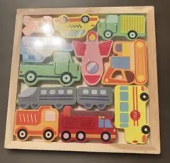 新品 知育玩具 木製乗り物パズル