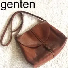 genten ゲンテン ショルダーバッグ トスカ レザー ダークブラウン