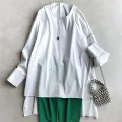 美品▲LE PHIL ルフィル//長袖コットンシャツ▲ライトグレー