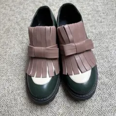 マルニ MARNI ローファー シューズ タッセルリボン 33 グリーン キッズ