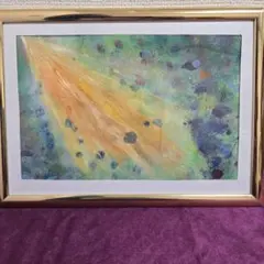 ☆障害者アート☆タイトル・突然訪れた光 アクリル絵の具 ラメ入り 抽象画